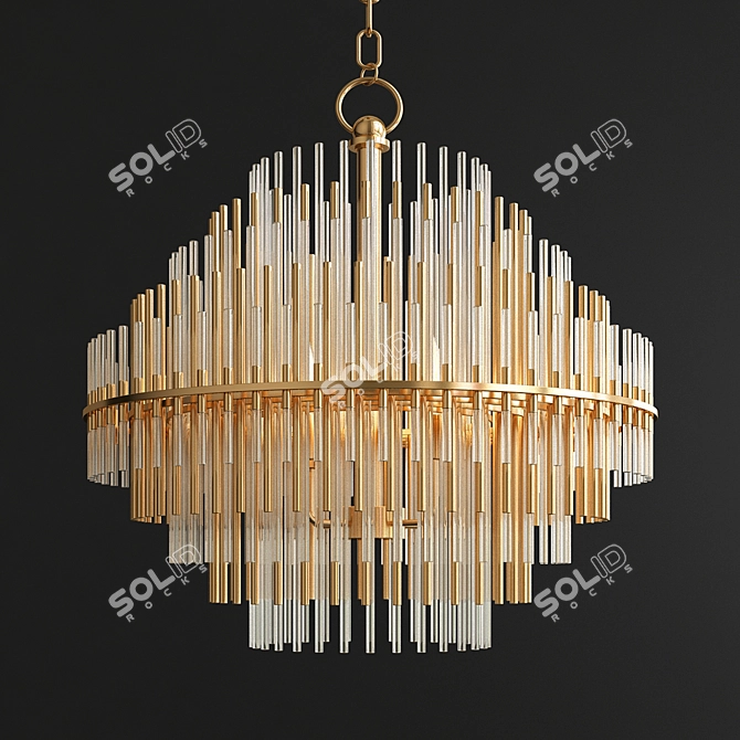 Elegant Brass & Glass Chandelier 3D model image 1