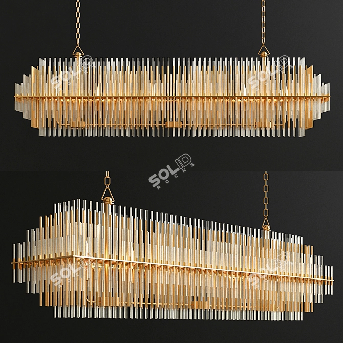 Antique Brass Linear Chandelier 3D model image 1