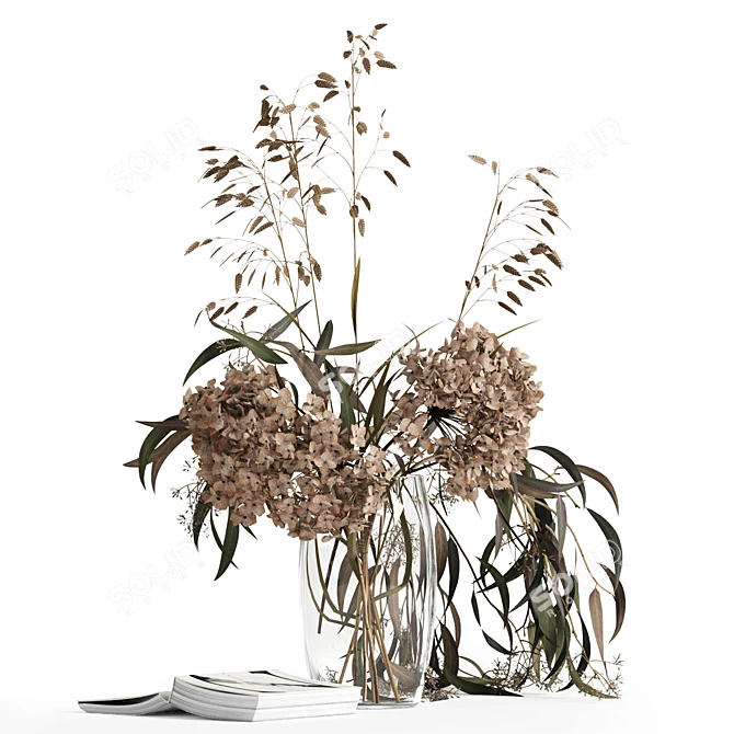 Elegant Dry Bouquet & Book 3D model image 1