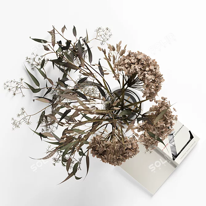 Elegant Dry Bouquet & Book 3D model image 2