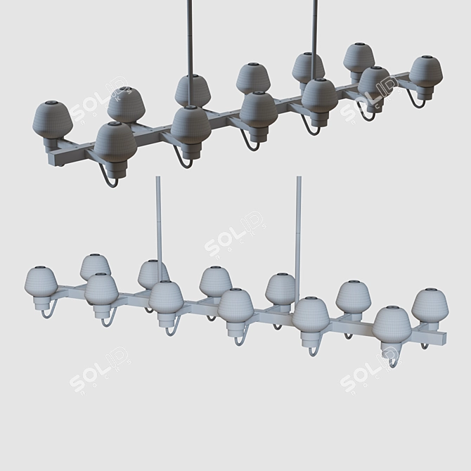 Golden Glass Chandelier Pendant 3D model image 3