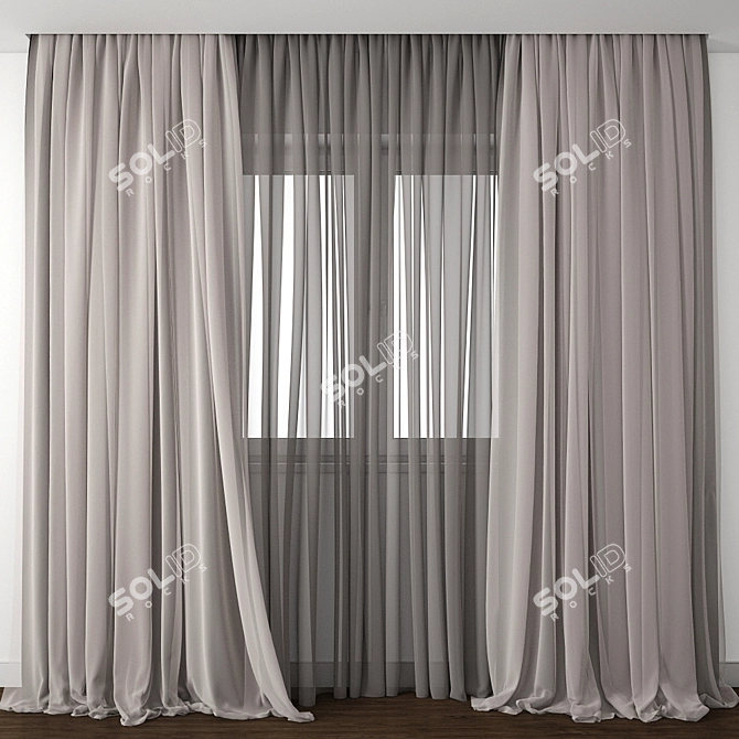 Elegant Curtain Model - 3D Max & OBJ Archive 3D model image 1