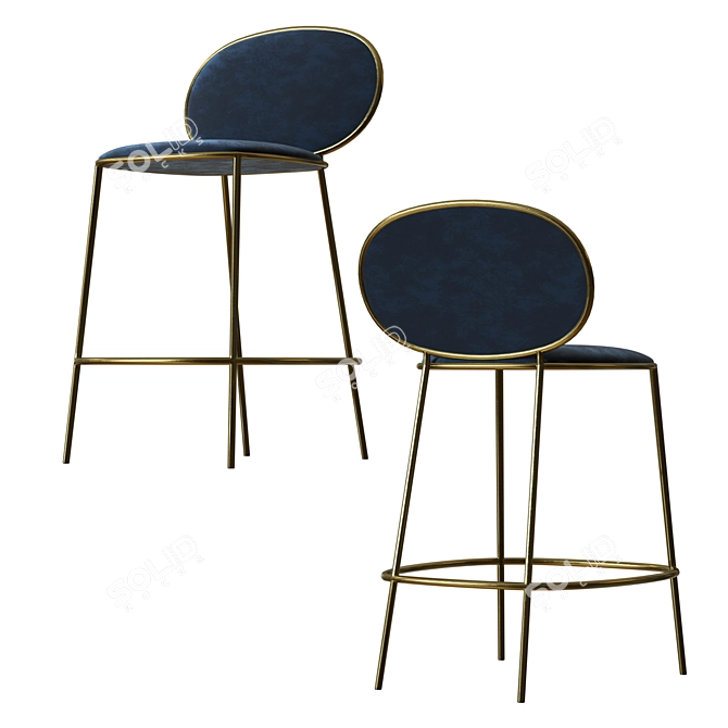 Elegant Velvet and Stainless Steel Stay Bar Stool 3D model image 3