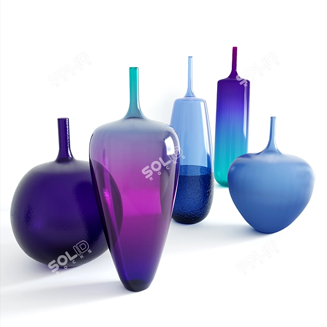 Elegant Glass Vases Set 3D model image 1