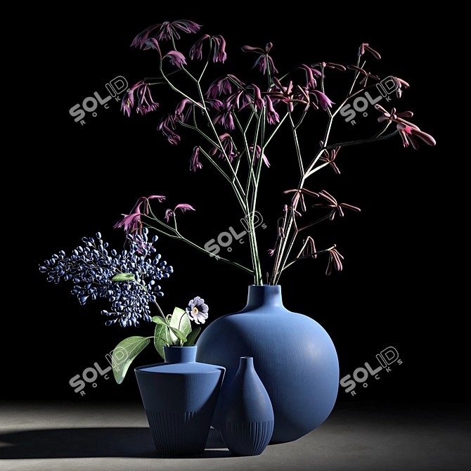 Sapphire Dreams Vase Set 3D model image 1