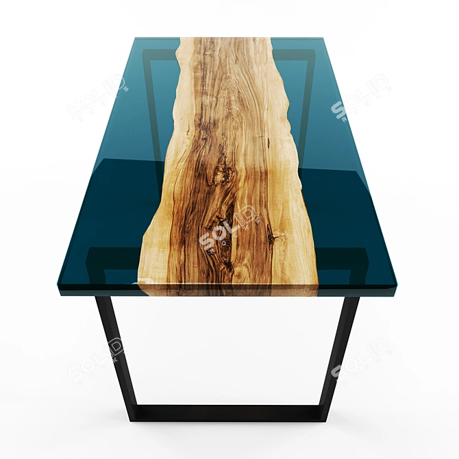 Wooden Resin Table: Unique and Stylish 3D model image 2