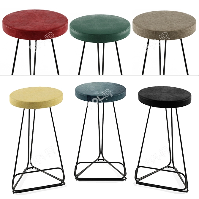 Geometric Luxury: Delta Counter Stool 3D model image 1