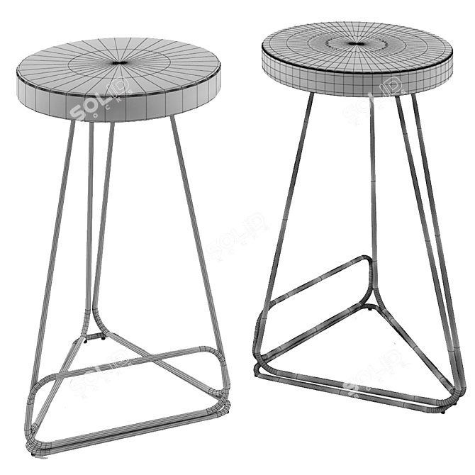 Geometric Luxury: Delta Counter Stool 3D model image 3