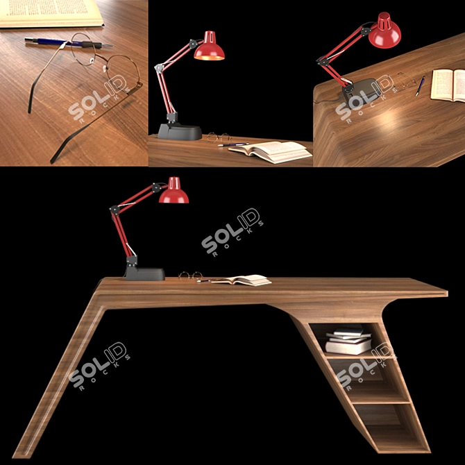 Modern Office Desk: FBX & OBJ Files 3D model image 1