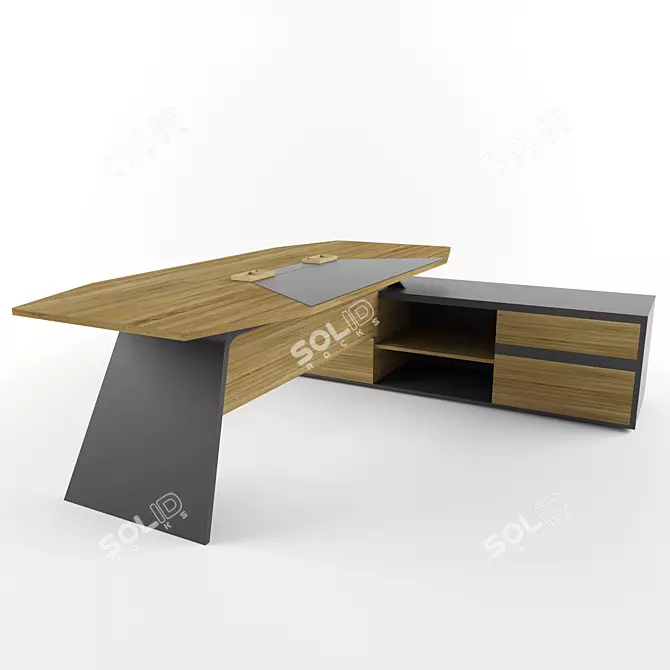 Elegant 8FT Veneer Office Table 3D model image 1