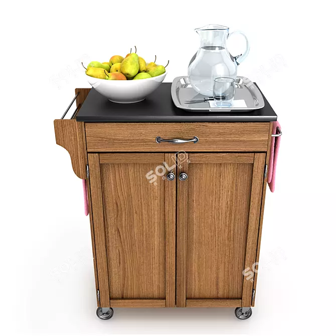 Stylish Kitchen Trolley with Pear Accents 3D model image 1