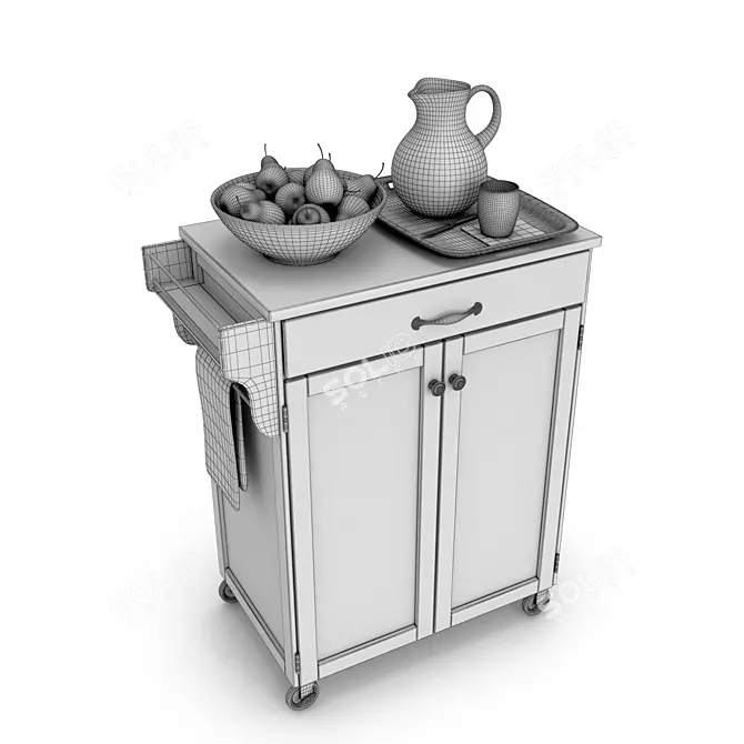 Stylish Kitchen Trolley with Pear Accents 3D model image 3