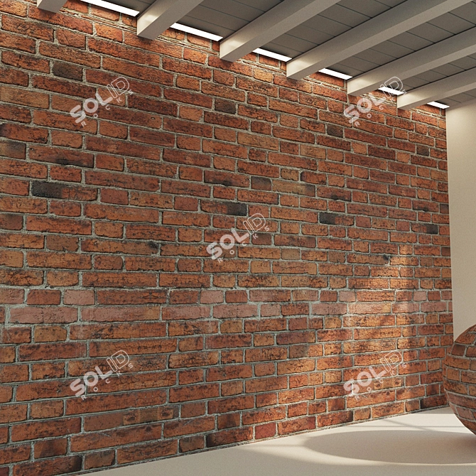 Vintage Red Brick Wall 3D model image 1
