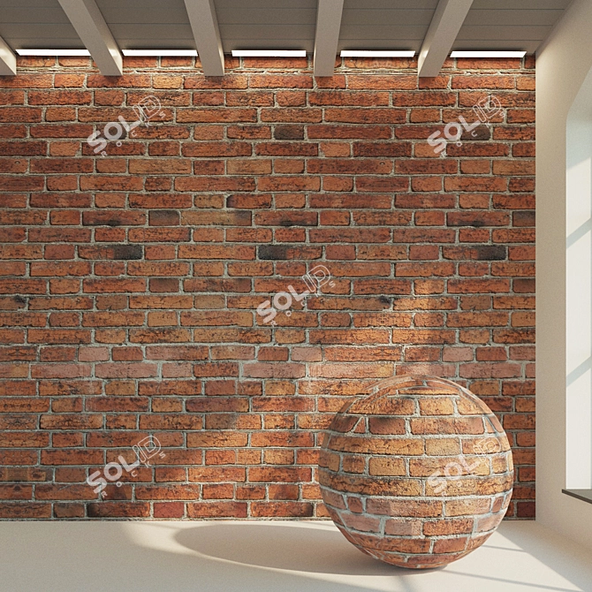 Vintage Red Brick Wall 3D model image 2