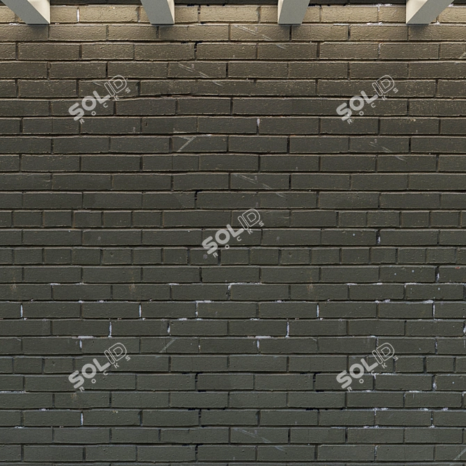 Vintage Grey Painted Brick Wall 3D model image 2