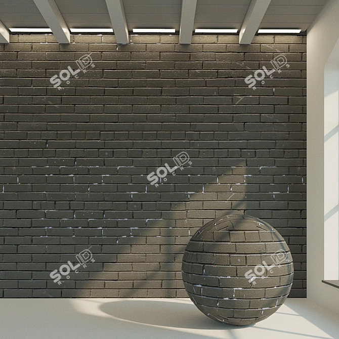 Vintage Grey Painted Brick Wall 3D model image 3