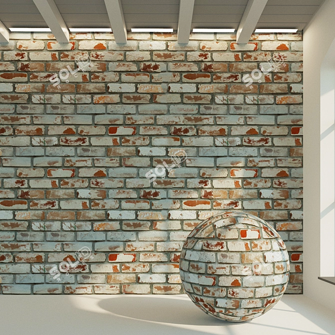 Rustic Brick Wall Texture 3D model image 2