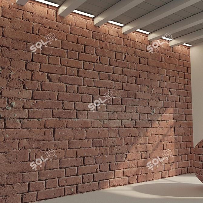 Vintage Brick Wall Texture 3D model image 1