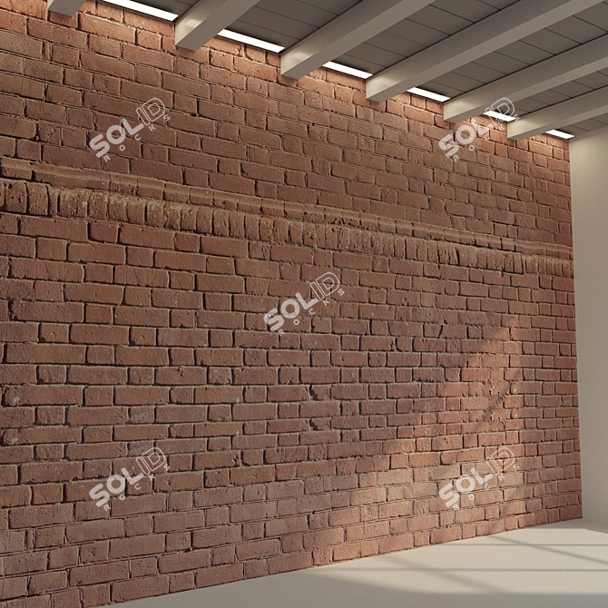 Vintage Brick Wall Texture 3D model image 1