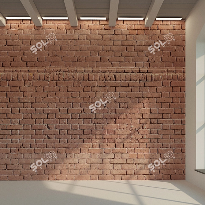 Vintage Brick Wall Texture 3D model image 2