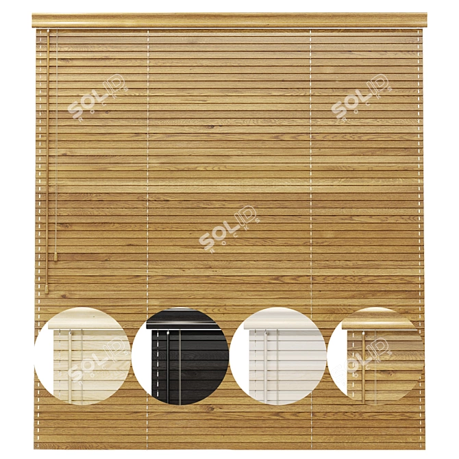 Natural Wood Window Blinds 3D model image 1