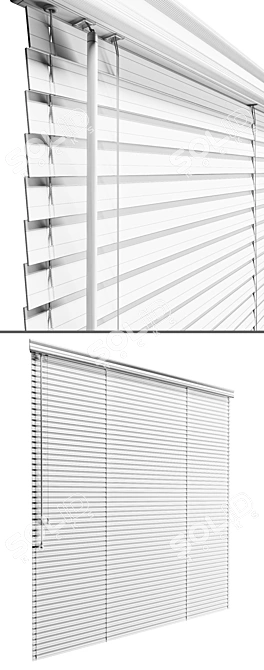 Natural Wood Window Blinds 3D model image 3