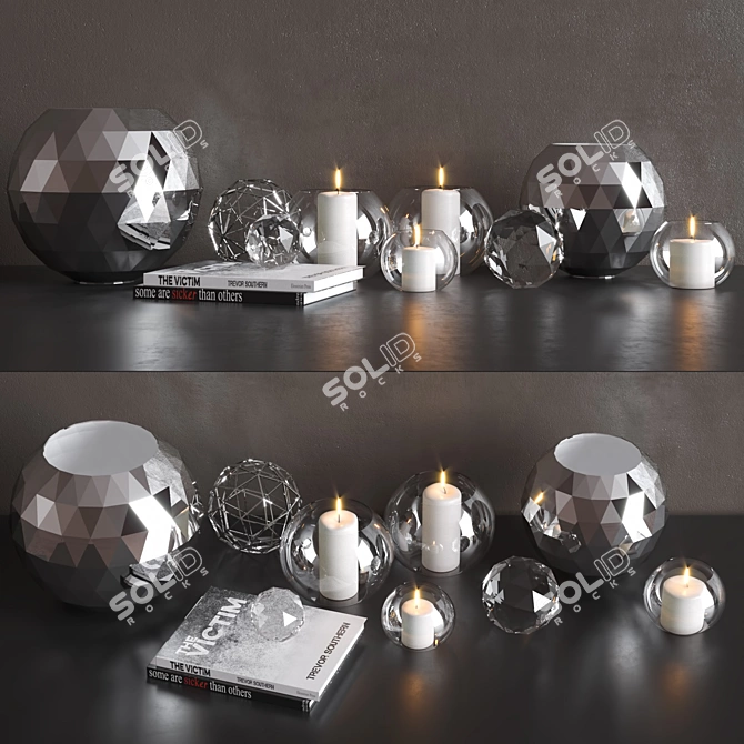 Versatile Decor Set - Vases, Candleholders, and Books 3D model image 1