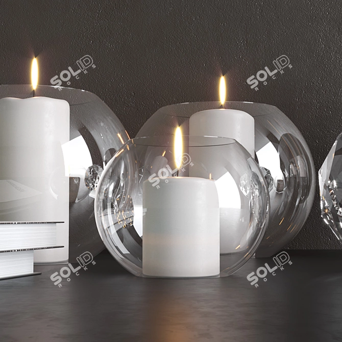 Versatile Decor Set - Vases, Candleholders, and Books 3D model image 2