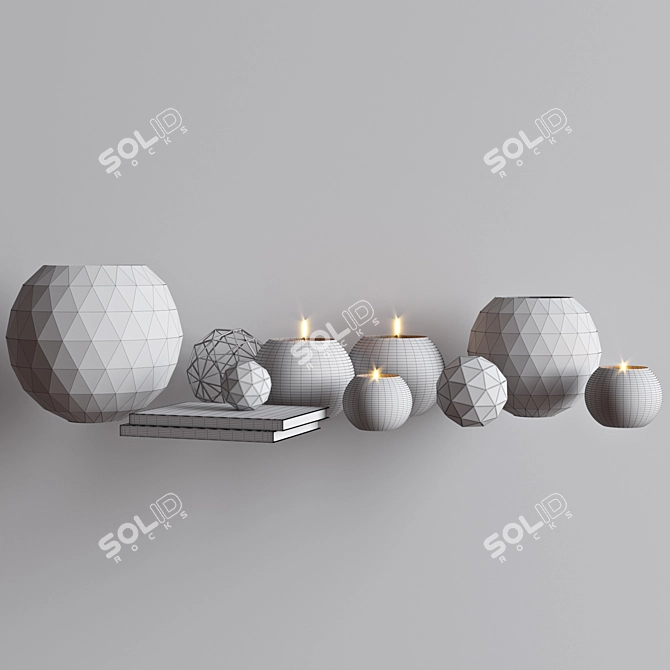 Versatile Decor Set - Vases, Candleholders, and Books 3D model image 3