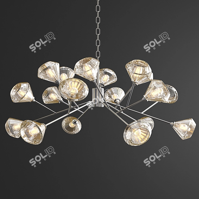 Elegant Nickel Metal Chandelier 3D model image 1