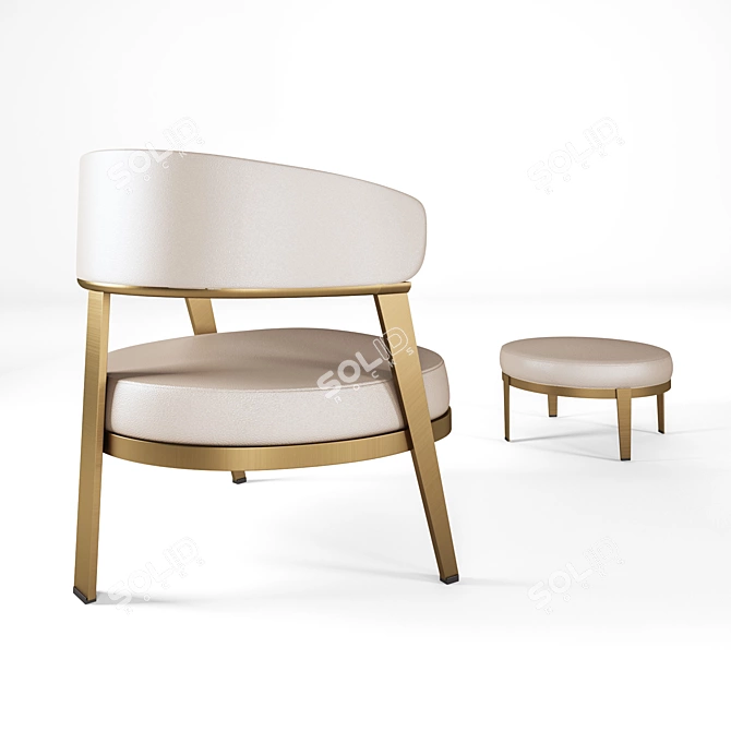 Wansheng Chair and Pouf Set 3D model image 2