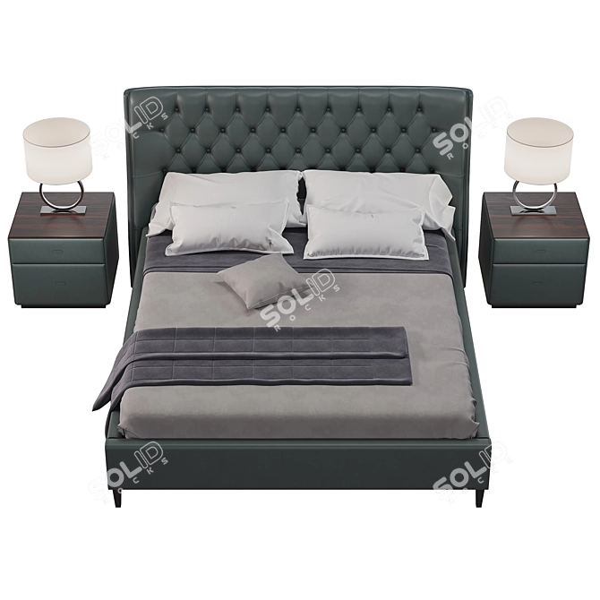 Moondance Bed with Interchangeable Leather and Turbosmooth 3D model image 2