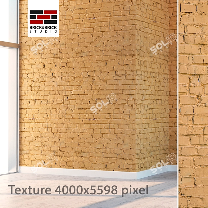 Seamless Detailed Yellow Brick Texture 3D model image 1