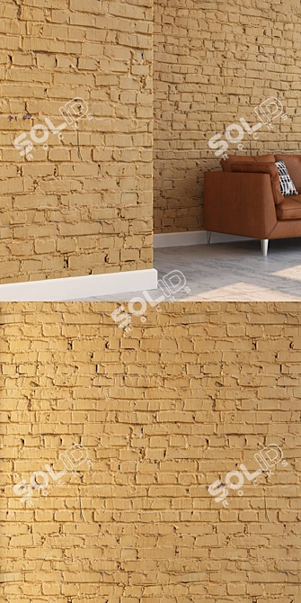 Seamless Detailed Yellow Brick Texture 3D model image 3