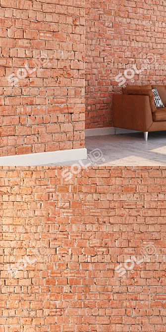 Seamless High Detail Red Brick 3D model image 3