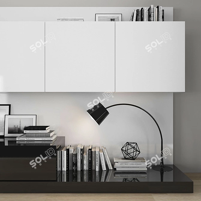 Modern TV Stand Set with Shelving 3D model image 2