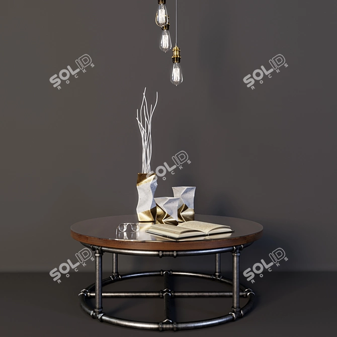 Industrial Round Coffee Table 3D model image 1