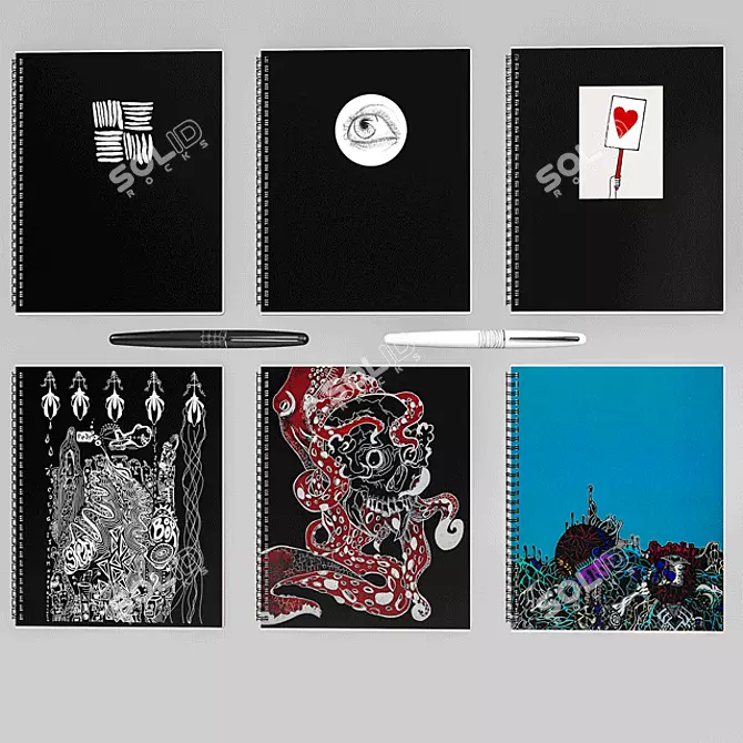 Artistic Notebook Set 3D model image 1