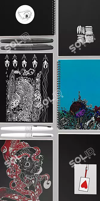 Artistic Notebook Set 3D model image 2