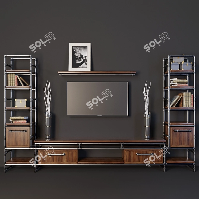 Title: Industrial Loft TV Corner 3D model image 1