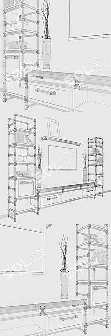 Title: Industrial Loft TV Corner 3D model image 3