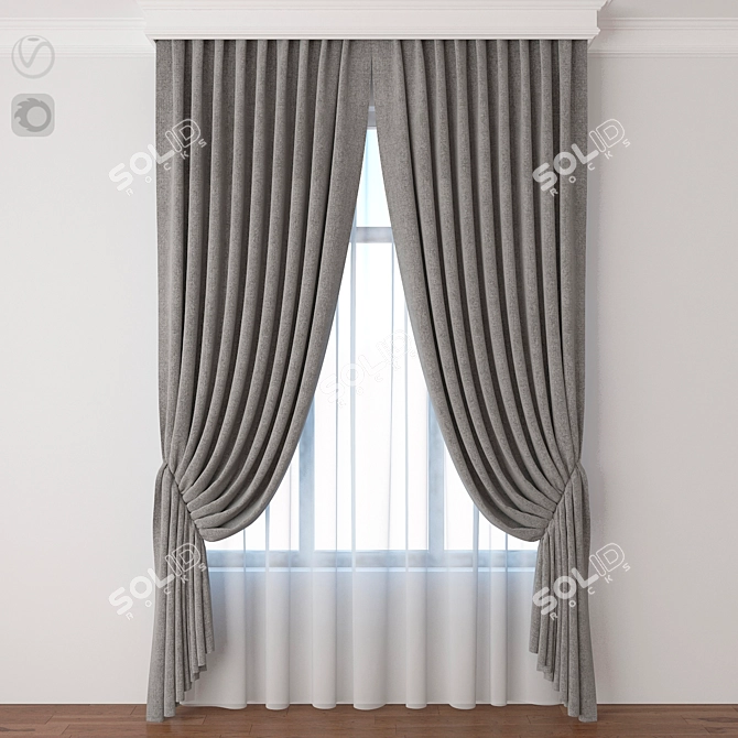 Refined Curtain Design 3D model image 1