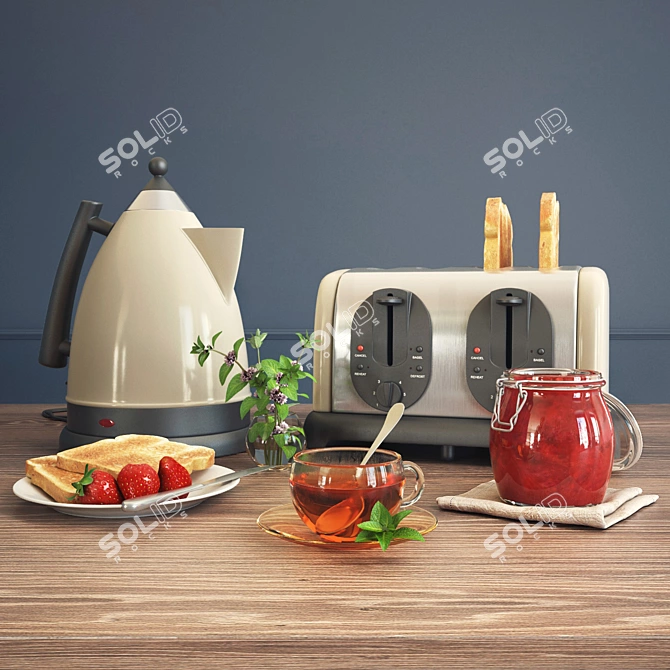 Modern Kitchen Set 3D model image 1