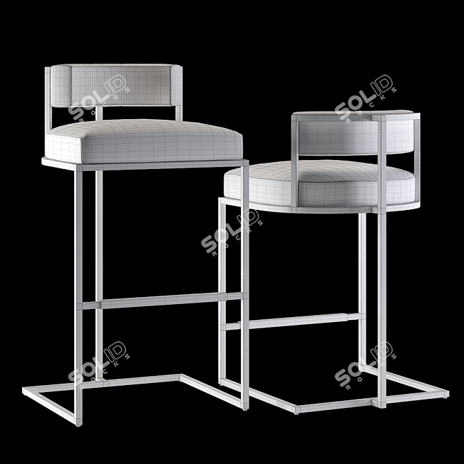 Wayne Upholstered Stools: Elegant Seating for Bars and Counters 3D model image 3