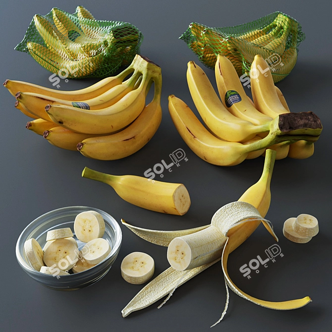 Sleek Banana Set for 3D Modeling 3D model image 1