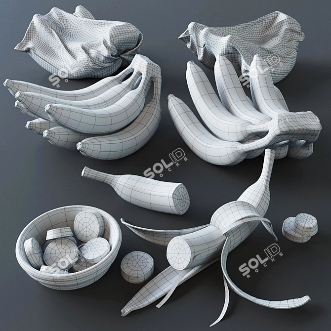 Sleek Banana Set for 3D Modeling 3D model image 2