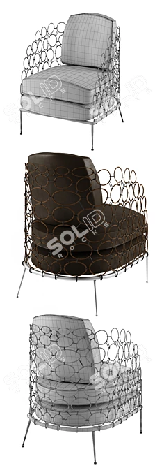 Modern Leather Armchair 3D model image 2