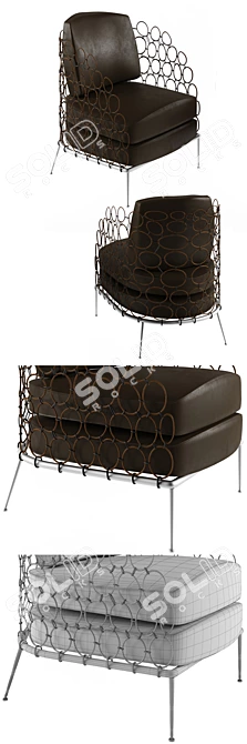 Modern Leather Armchair 3D model image 3