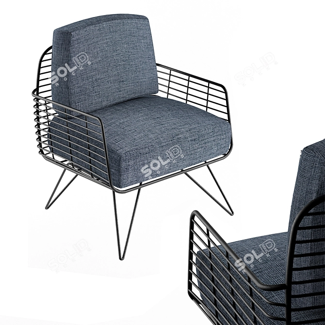 Sleek Metal Armchair - Modern Design 3D model image 1