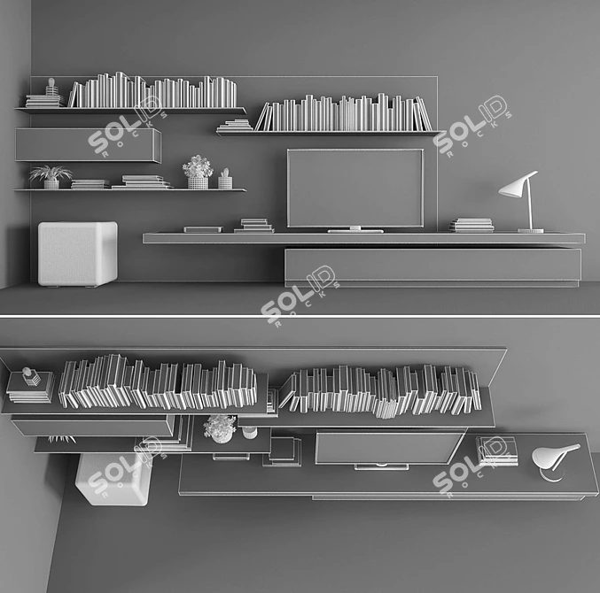 Modern TV Stand Set 018 3D model image 3